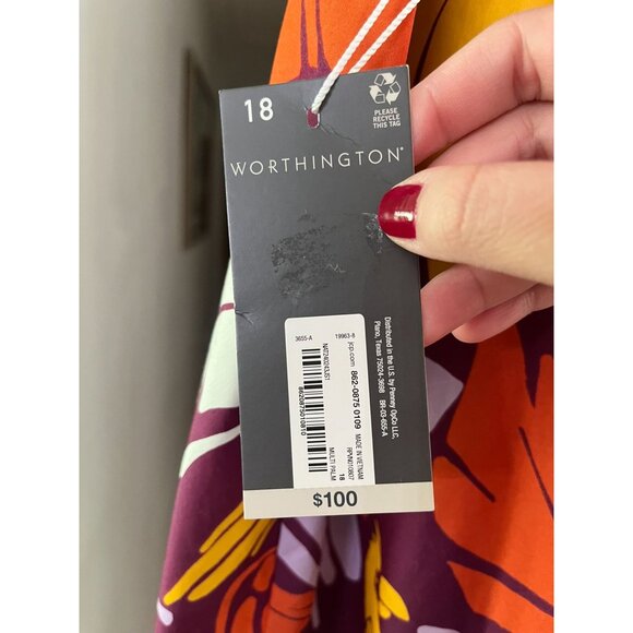 NWT Worthington Maxi Skirt Palm Leaf Parrot Purple Orange Gold Long Skirt - Picture 10 of 11